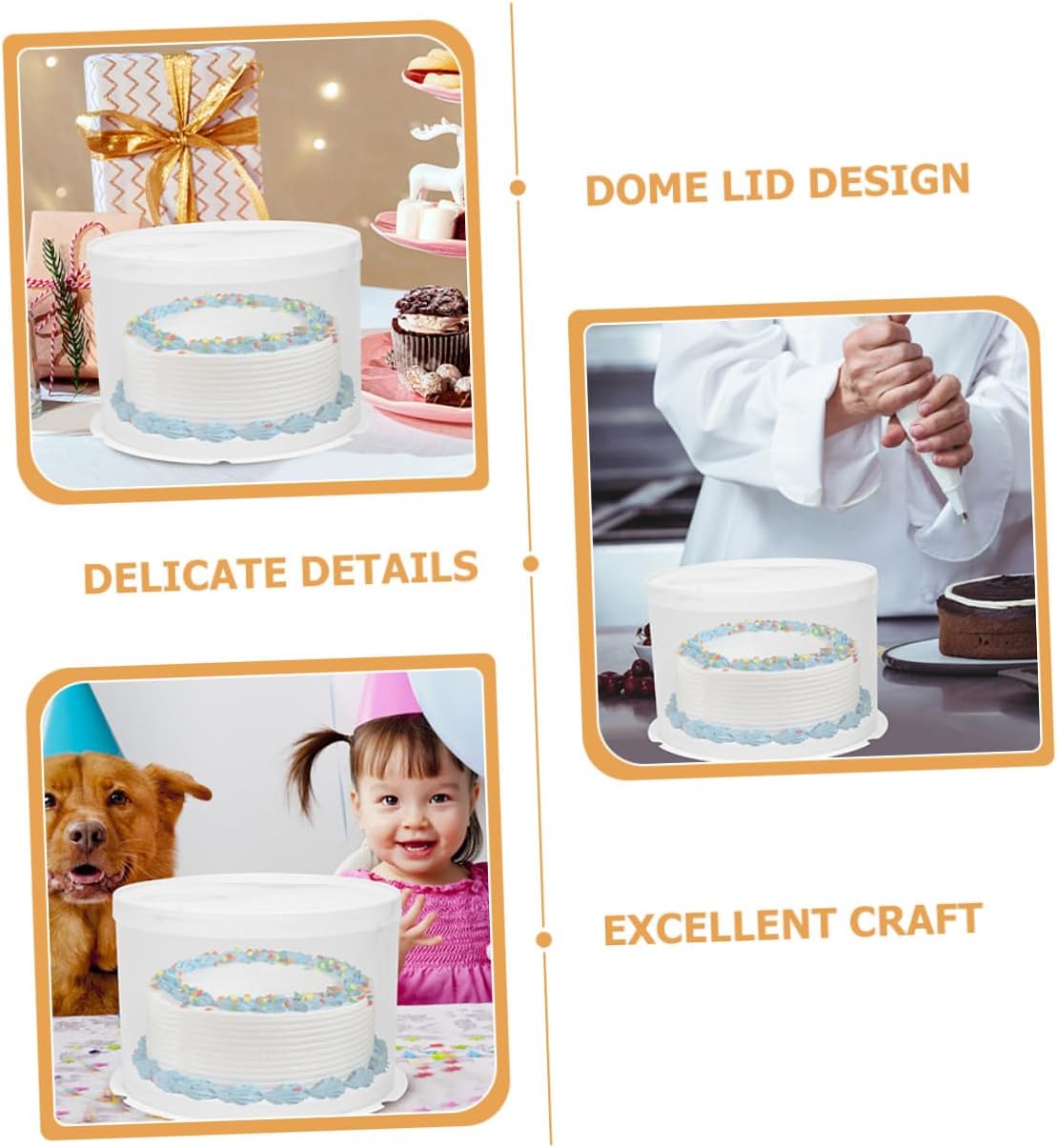 5pcs round Cake Boxes with Lids 8-inch Plastic Single-layer Birthday Cake Carriers for Delicate Preservation and Transport
