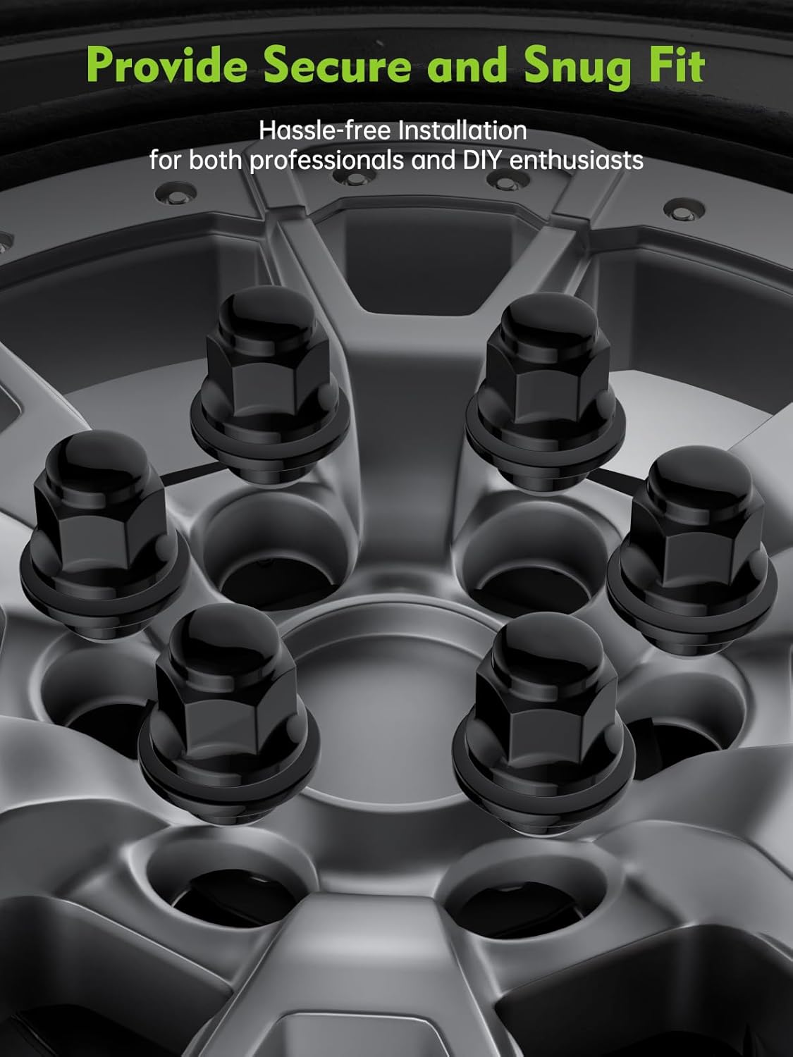AUTOPTIM 24PCS M12x1.25 OEM Lug Nuts - Replacement for Nissan Armada Frontier NP300, Xterra, Black Mag Flat Seat Closed End Factory Wheel Lug Nuts with Washer
