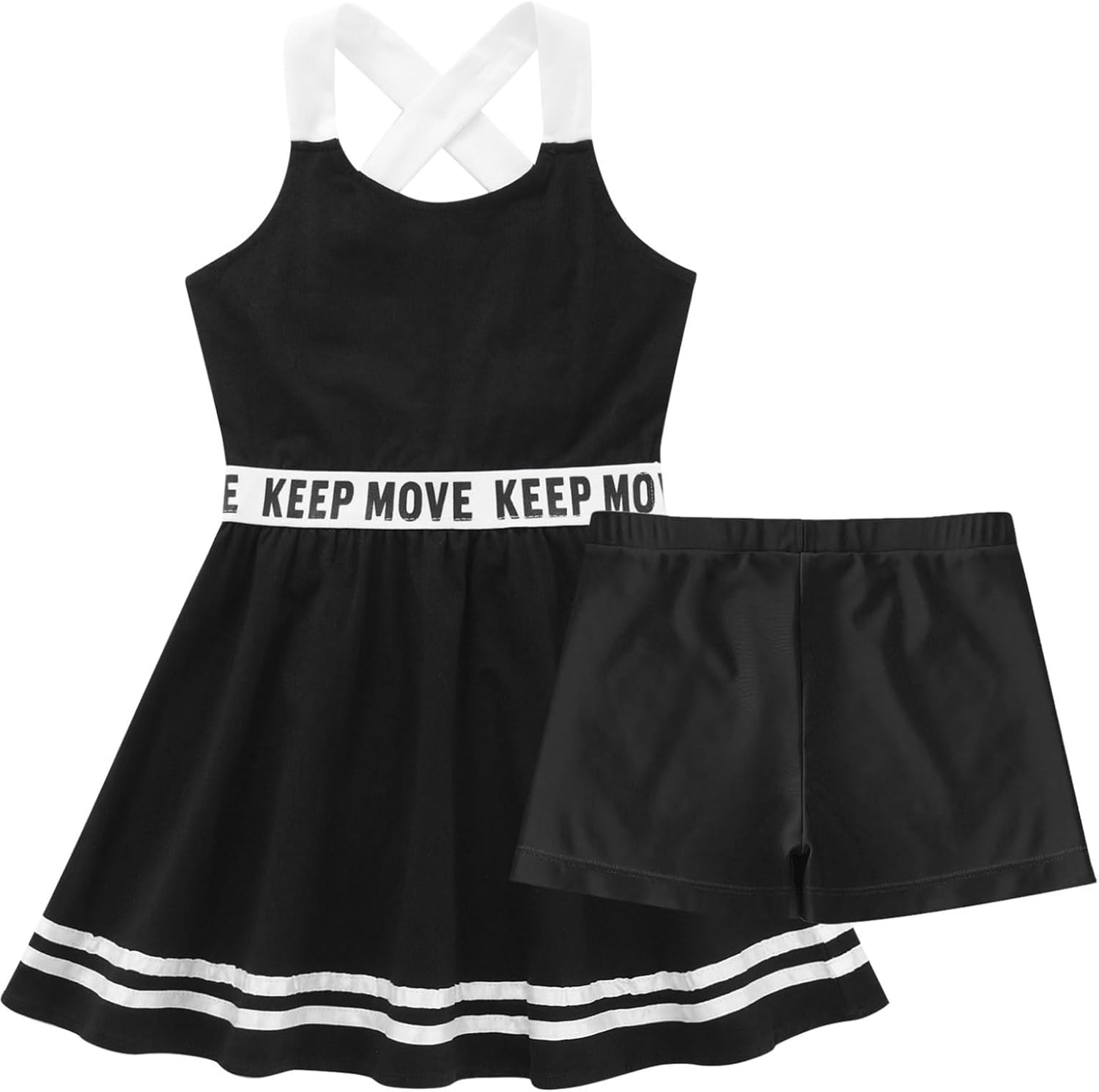 Kids Girls Sports Outfit Sleeveless Tennis Dress and Athletic Shorts Golf Outfit Tracksuit