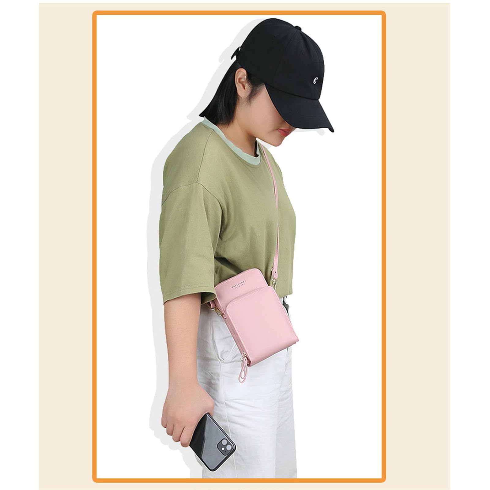Portfel damski o dużej pojemności, zamek błyskawiczny, torba na telefon komórkowy, modna i wszechstronna, miękka skóra, torebka crossbody, prezent dla kobiet, kolor czarny