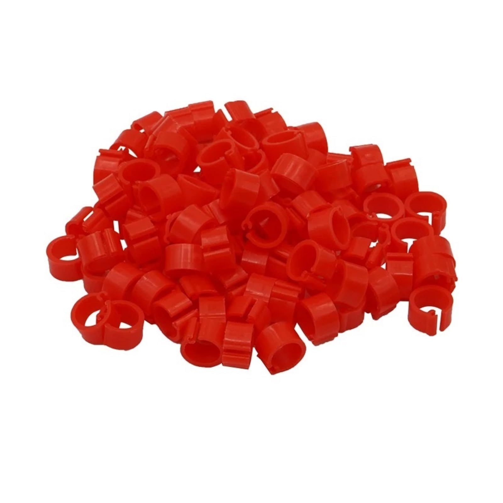 100Pcs Plastic Clip Bird Foot Rings，Compatible Pigeon Quail Farm Bird Identification Accessories(Red no words)