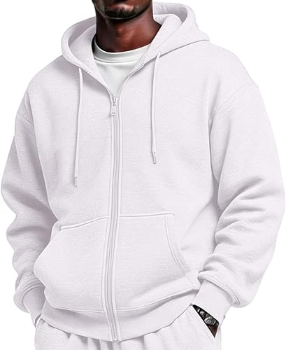Vividcrate Full Zip Mens Hoodies Fleece Knit Cardigan Plain Sweatshirt for Men D