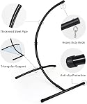 Goutime Hammock Chair Stand Hanging Stand only, Heavy Duty Steel Egg Chair C Stand, Frame Holder Patio Wicker Hanging Swing Chair Indoor Outdoor, Maximum Weight 350lbs (158kg) Capacity