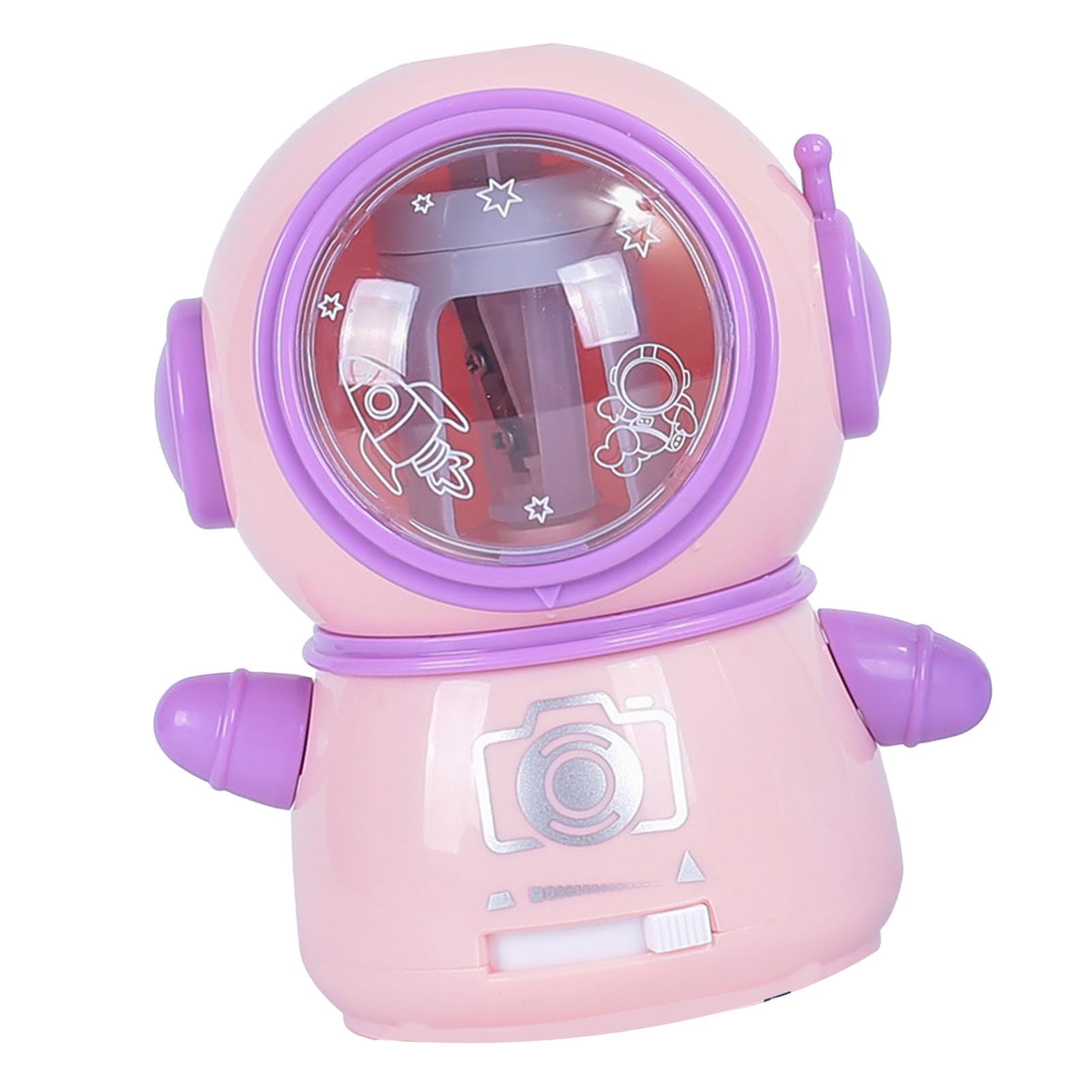 OEBUAFI Spaceman Pencil Sharpeners, Flexible Cartoon Electric Pencil Sharpener, Safe for Home and Classroom Use (Roseate)