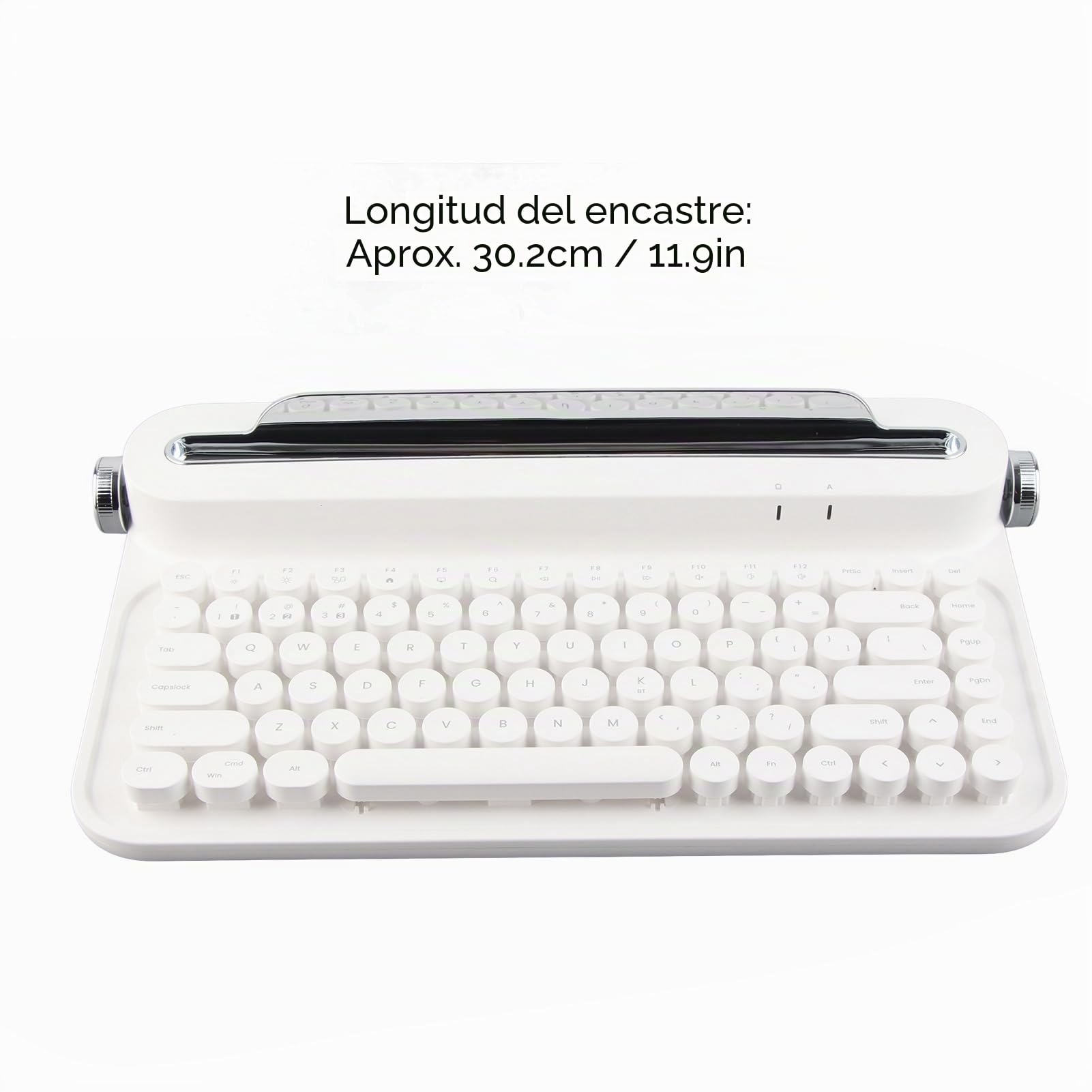 Gearwell Teclado Retro Bluetooth, Estilo Máquina de Escribir, Teclado Vintage Portátil de 86 Teclas con Soporte Integrado, Compatible con Win, PC, Tablet, Teléfono, Android, iOS (Blanco)