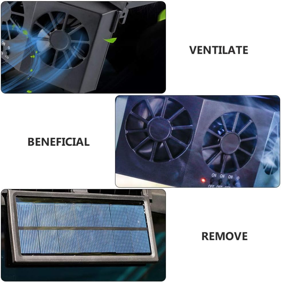 FAVOMOTO Solar Car Ventilation Fan Compact Design High-speed Exhaust for Fresh Air Sustainable Use Rainy Days Removes Harmful Smoke Gases for Vehicles