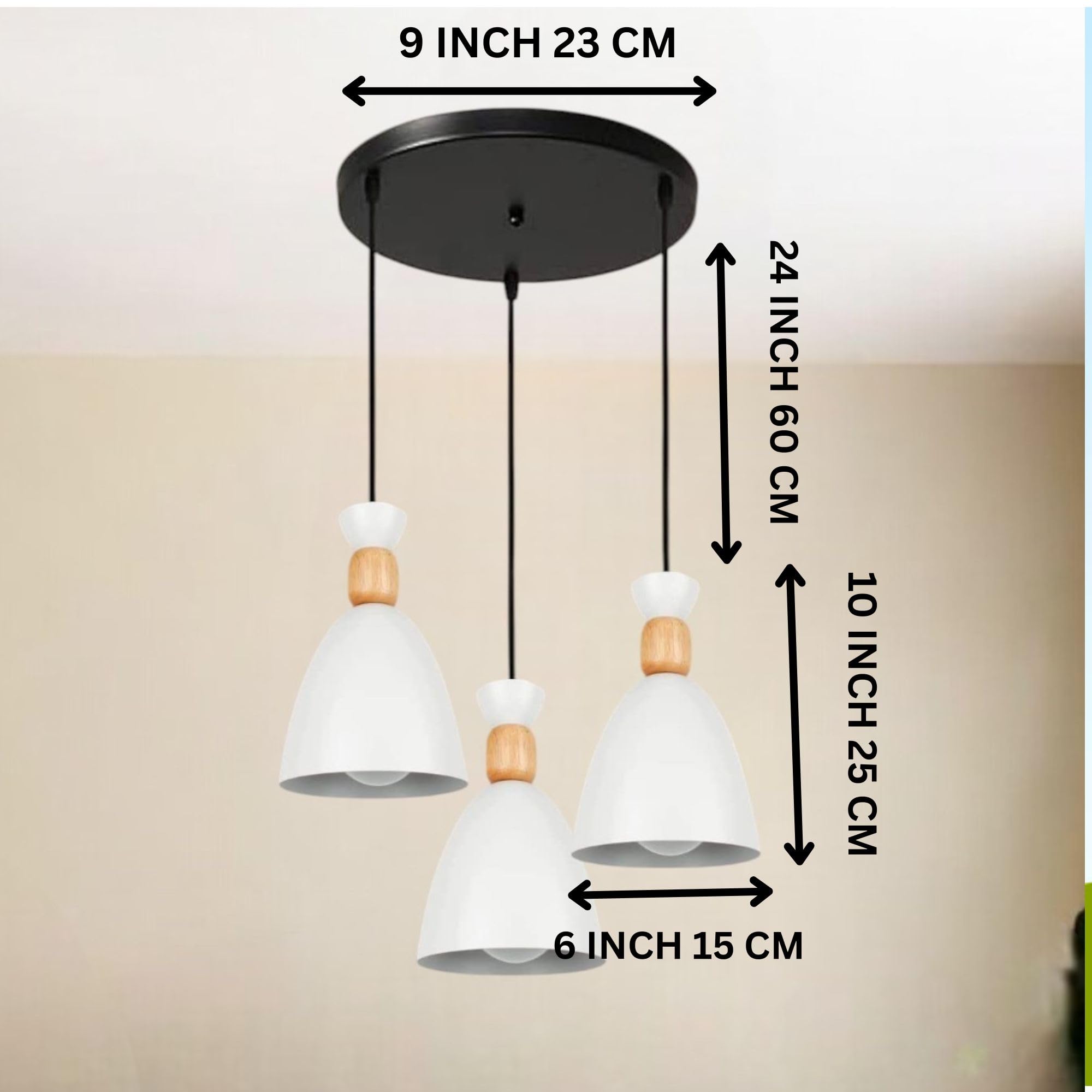 Keyplus Modern 3-Light Pendant Hanging Light for Ceiling, Aluminium Dome Hanging Lamp for, White, Cluster Set 1