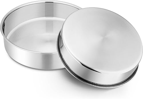 Miniatura 8 de P&P CHEF Molde para pasteles de 9.5 pulgadas, 1 bandeja redonda para hornear pasteles, de acero inoxidable, para cocinar al vapor, no tóxico y