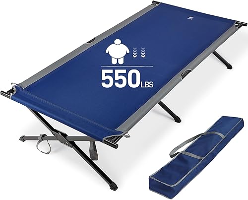 EVER ADVANCED Catre de campamento extra ancho para adultos, catres de dormir XXL de gran tamaño, cama plegable con bolsa de transporte, 84.3