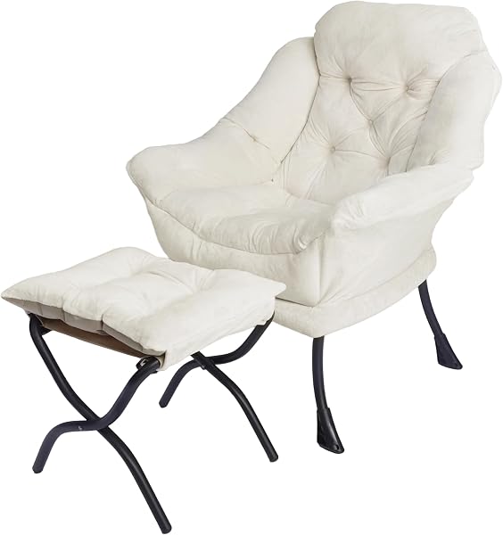 Kokel Lazy Chair for Living Room - Oversized Accent Chair with Ottoman, Comfy Lounge Chair with Footrest, Modern Reading