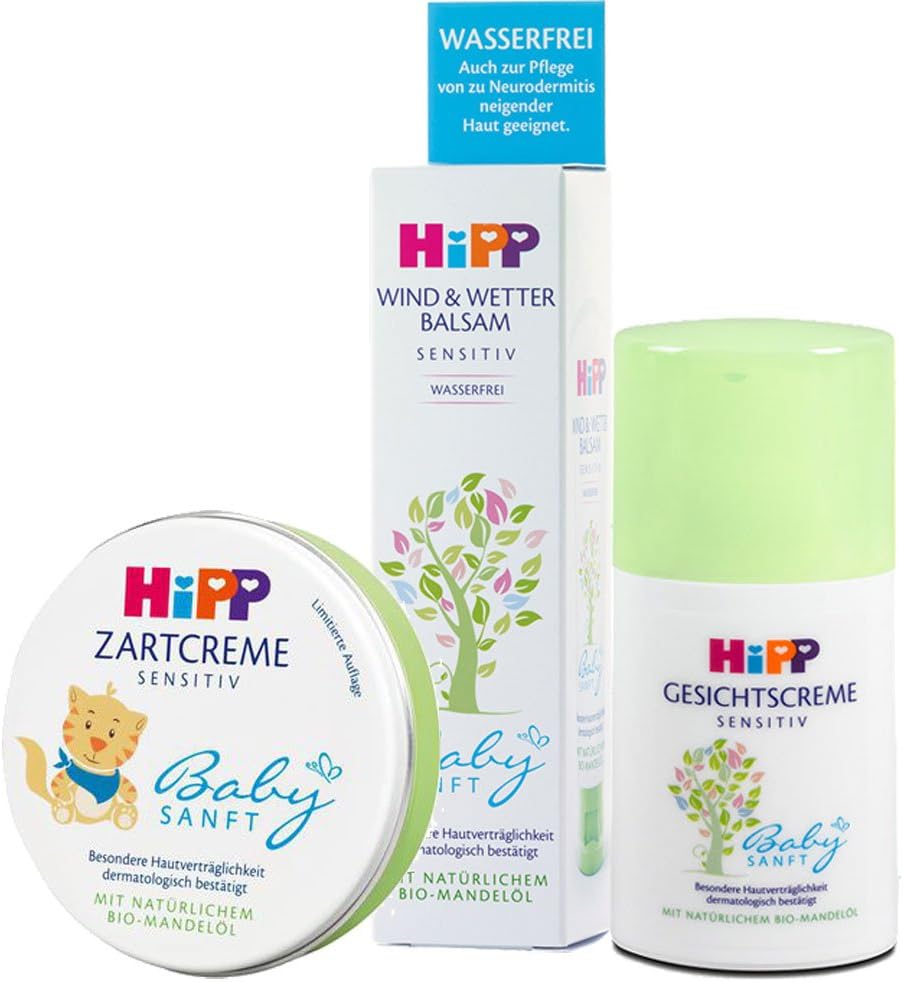 HiPP Sensitive Baby Lotion Set: Gesichtscreme, Wind & Wetter, Zartcreme