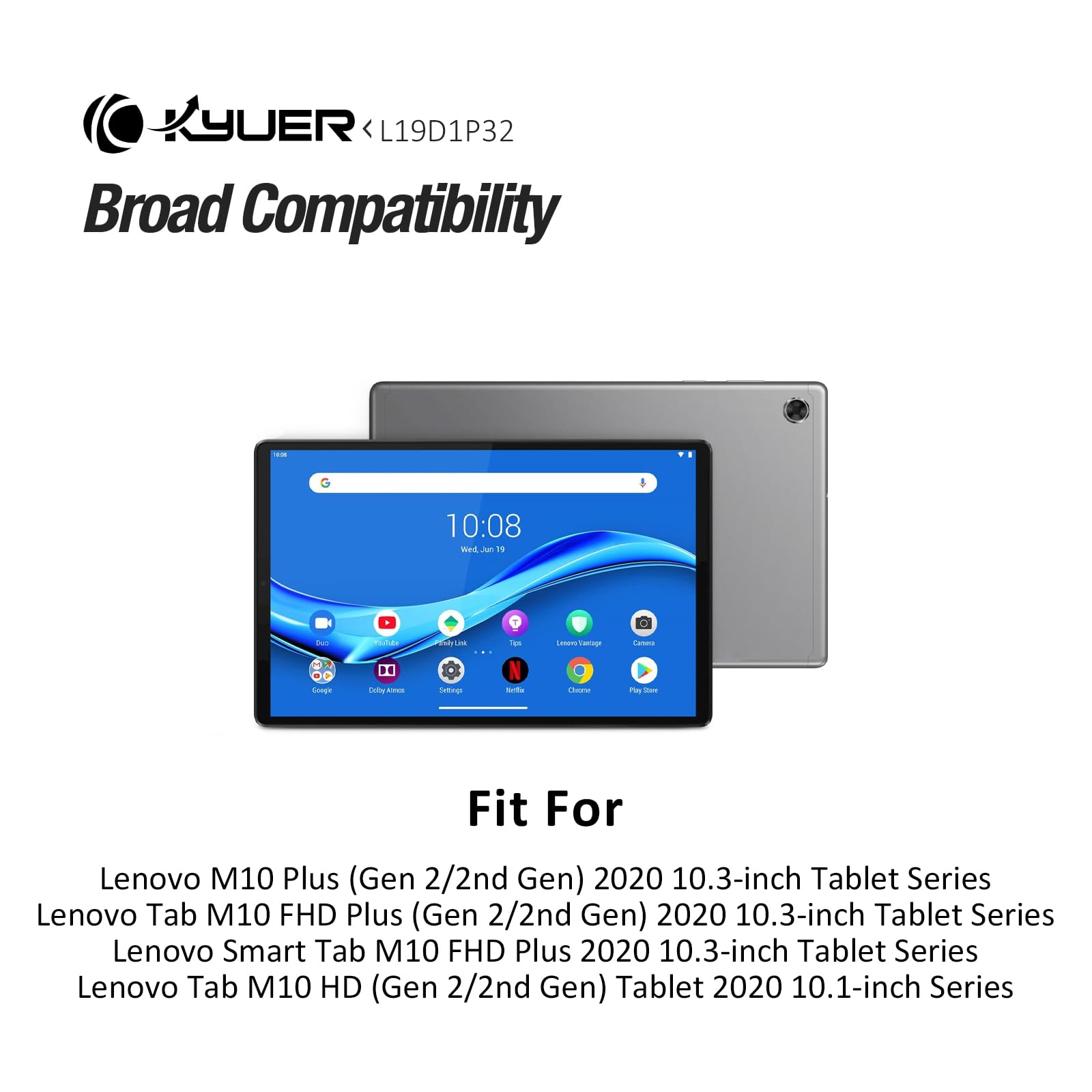 K KYUER L19D1P32 Tablet Batterie pour Le-Novo Smart Tab M10 Plus HD FHD 2020 G2 (Gen 2/2nd Gen) TB-X606 TB-X606X TB-X606F TB-X606V TB-X606FA TB-X606XA TB-X306 TB-X306X TB-X306F TB-X306V TB-X306FA