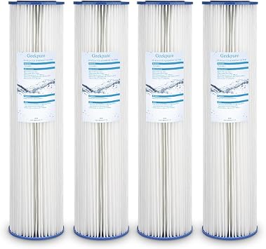 Geekpure Whole House Pleated PP Polypropylene Sediment Replacement Filters -4.5" x 20"-5 Micron -Pack of 4