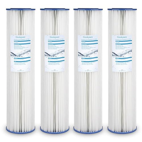 Miniatura 5 de Geekpure Sistema de filtro de agua de una sola etapa para toda la casa con carcasa transparente de 20 pulgadas-puerto de 34 con 4 filtros plisados