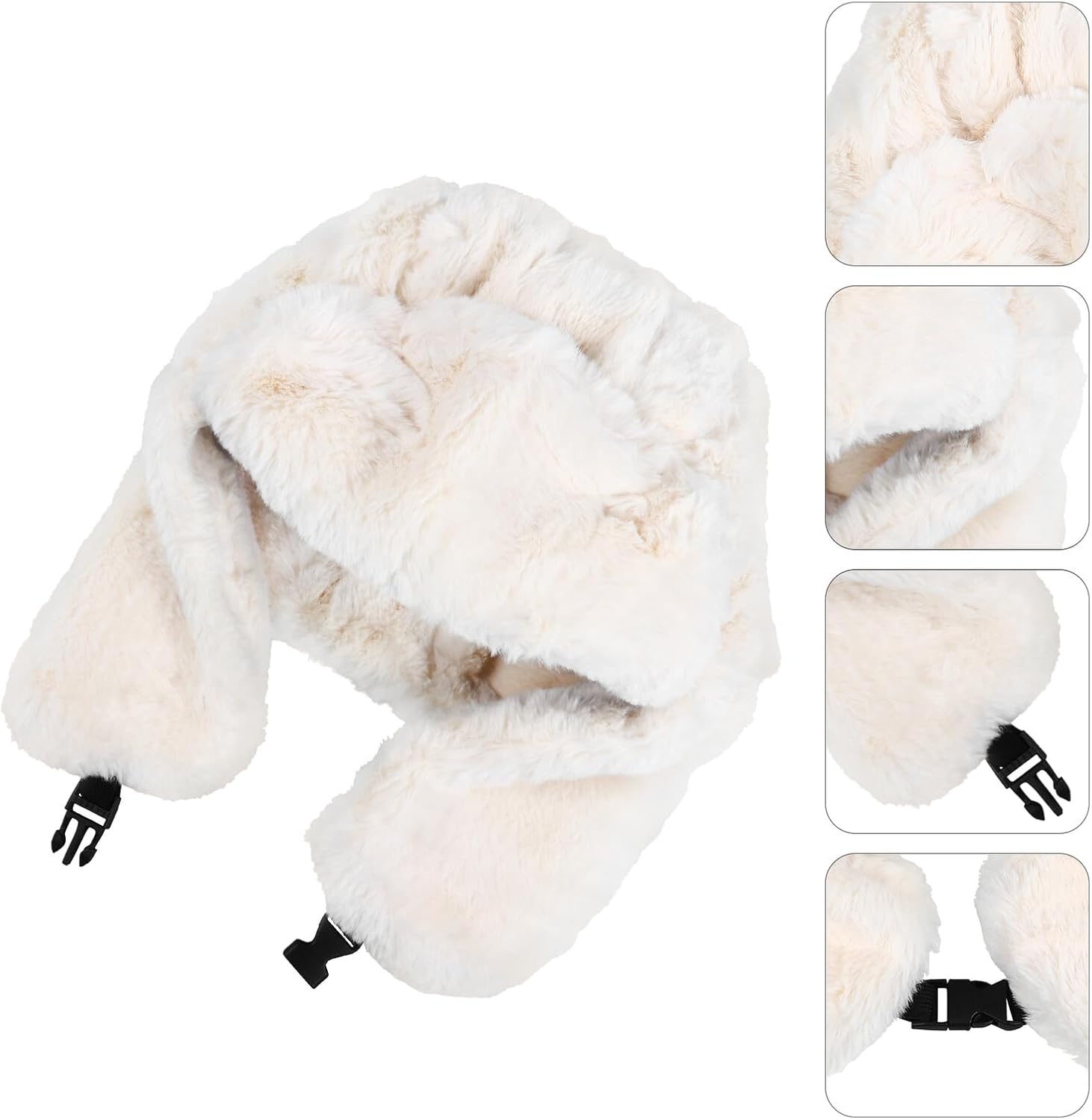 BESPORTBLE Winter Hat for Women Trapper Cap with Plush Ear Protectors Windproof Thickened Warm Outdoor Winter Hat in Cream