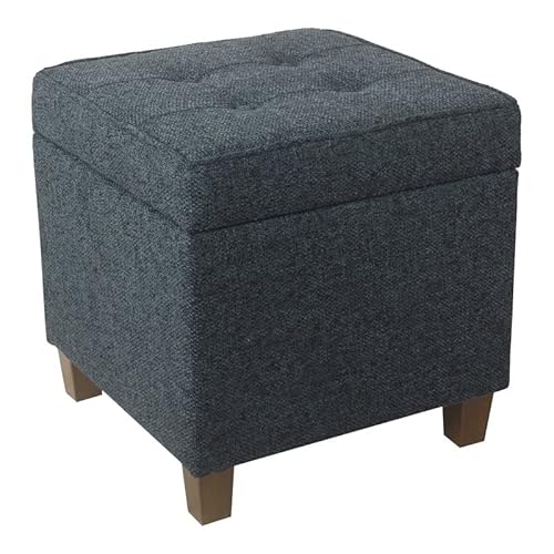 Homepop Square Tufted Storage Ottoman - Textured Navy #TOP3