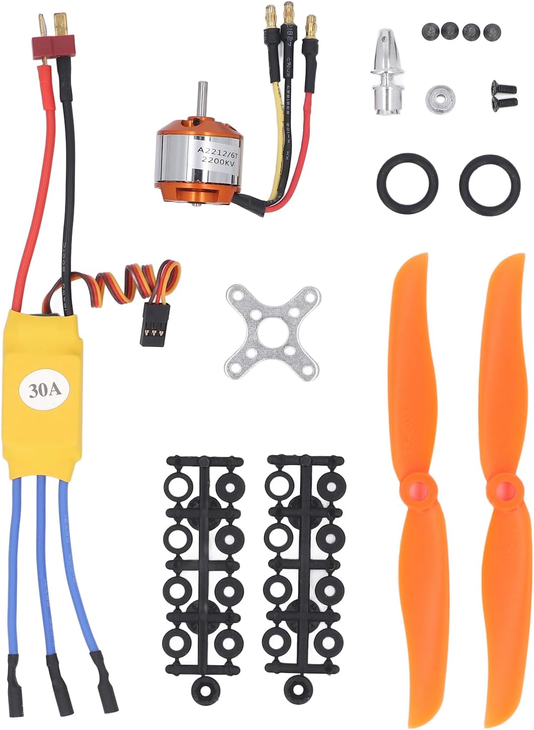 RC Airplane Motor, 6T 2200KV RC Brushless Motor with 30A ESC & Propeller Accessory Kit, RC Plane Motor Kit, RC Aircraft Motor Kit for RC Plane F450 550 Quadcopter, Helicopter