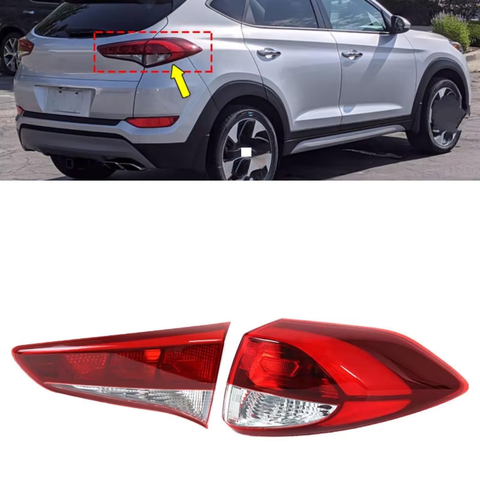 Compatibile Con Hyundai Per Tucson Fanale Posteriore Fanale Posteriore Indicatore Direzione Alloggiamento Fanale Posteriore Copertura Lampada Senza Lampadina Fanale Posteriore Guscio(Outside Right)