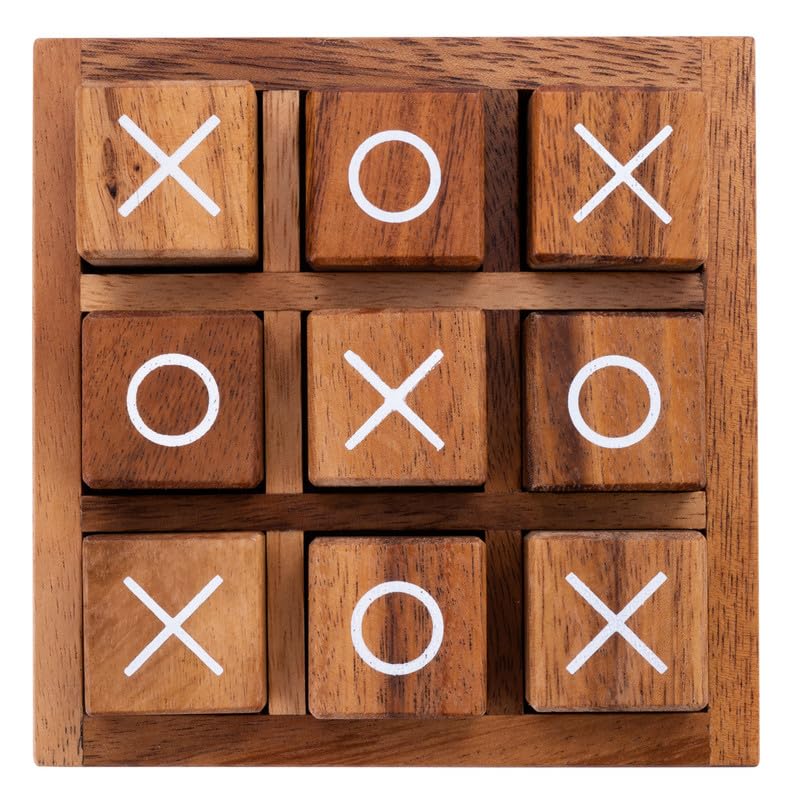 Engelhart - 350130- Wooden Tic Tac Toe - noughts and crosses, Morpion, XO game - logic - eco family board game