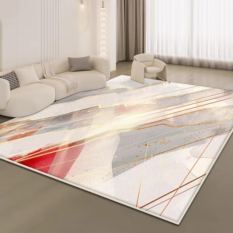 Tapis de salon géométrique moderne 150x180 tapis en peluche doux antidérapant grande surface