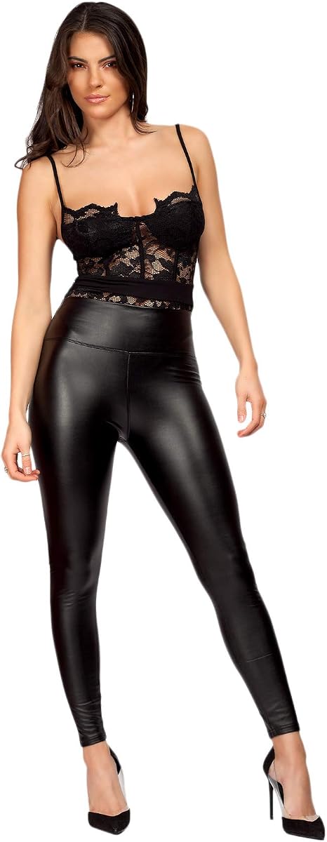 Womens PVC Faux Leather Look High Waist 