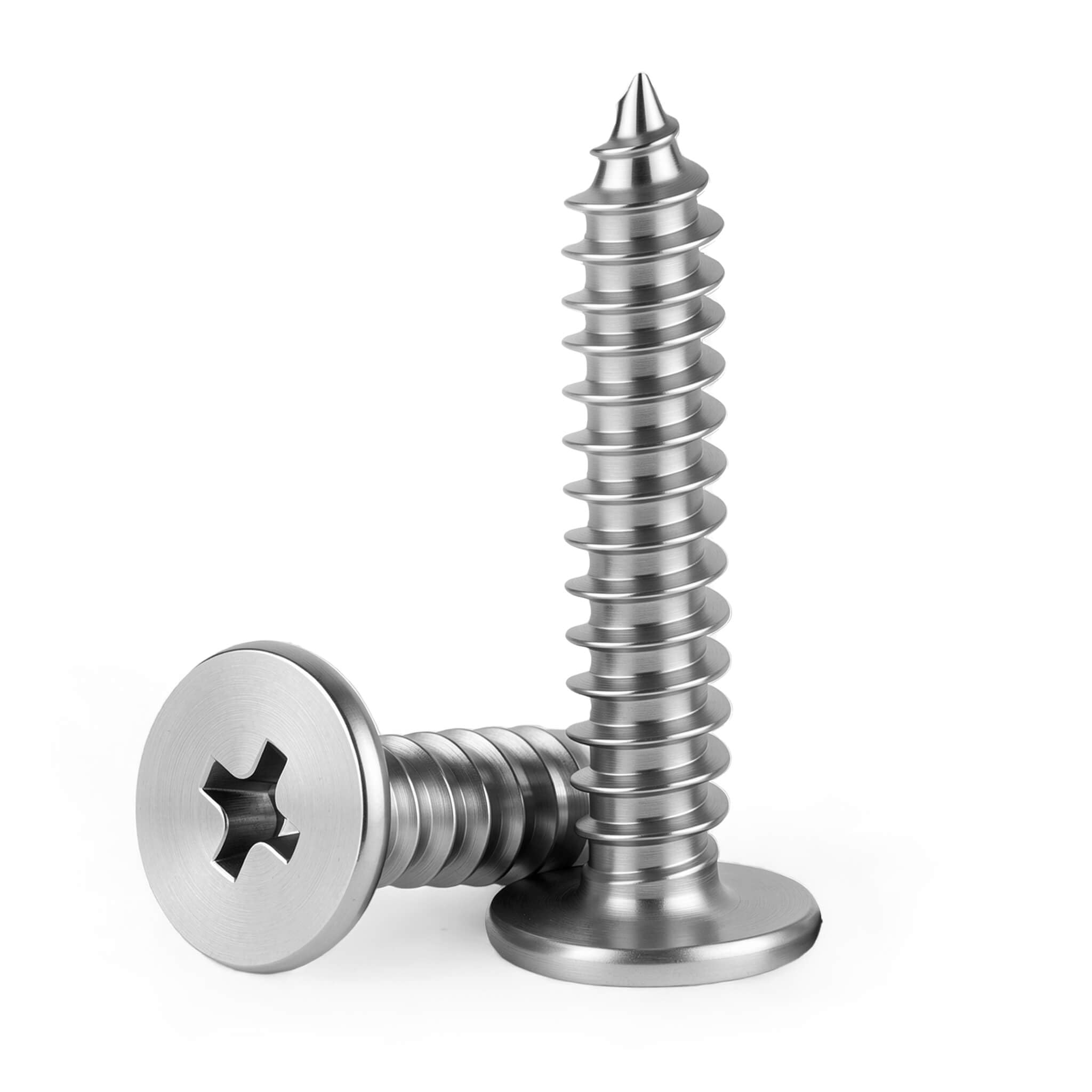 Photo 1 of #4 x 1/2'' (100 Pack) Flat Round Head Sheet Metal Screws Phillips Drive Self-Tapping Wood Screws, 304 Stainless Steel Screw (18-8), Corrosion Resistant Screws