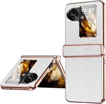 QUIETIP Case for Oppo Find N3 Flip,Hard PC + Leather Shockproof Thin Whole Body Protection Cover,White