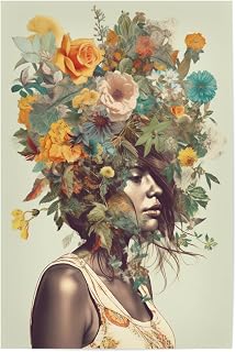 artboxONE Poster 30x20 cm Floral Sommer Frauen Blumenkopf - Bild Argo pop Art Blumen Frau gemälde blumenkopf
