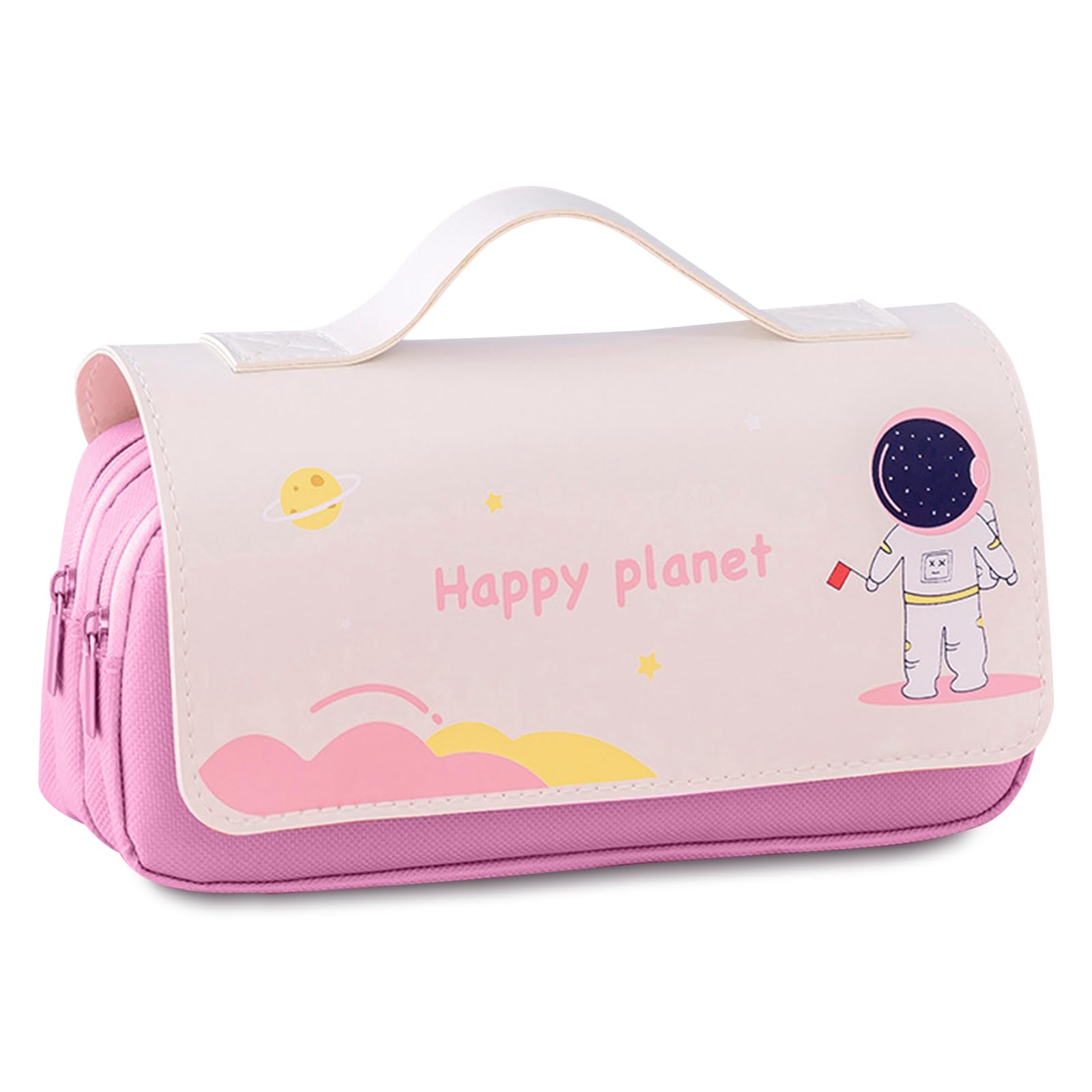 Estuche para lápices, bonito estuche impermeable de gran capacidad, estuche para adolescentes y niñas con 3 compartimentos, estuche para lápices, bolsa portátil de papelería para escuela, adolescente,