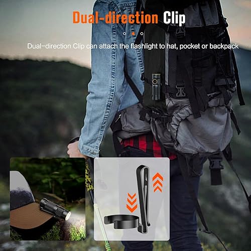 Miniatura 6 de NICRON Linterna EDC de 1200 lúmenes con imán, luz de bolsillo recargable tipo C, luz de mano compacta de alto lúmenes, mini linterna C1, 7 modos