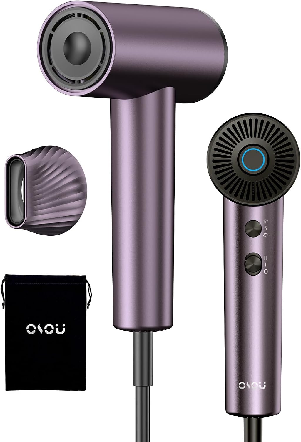 Ionic Hair Dryer, High-Speed Blow Dryer - 150,000 RPM Brushless Motor, 500 Million Negative Ions, Ultra-Light & Small, Smart Temp Control, Quiet Hairdryer for Women, Ideal for Travel, Home