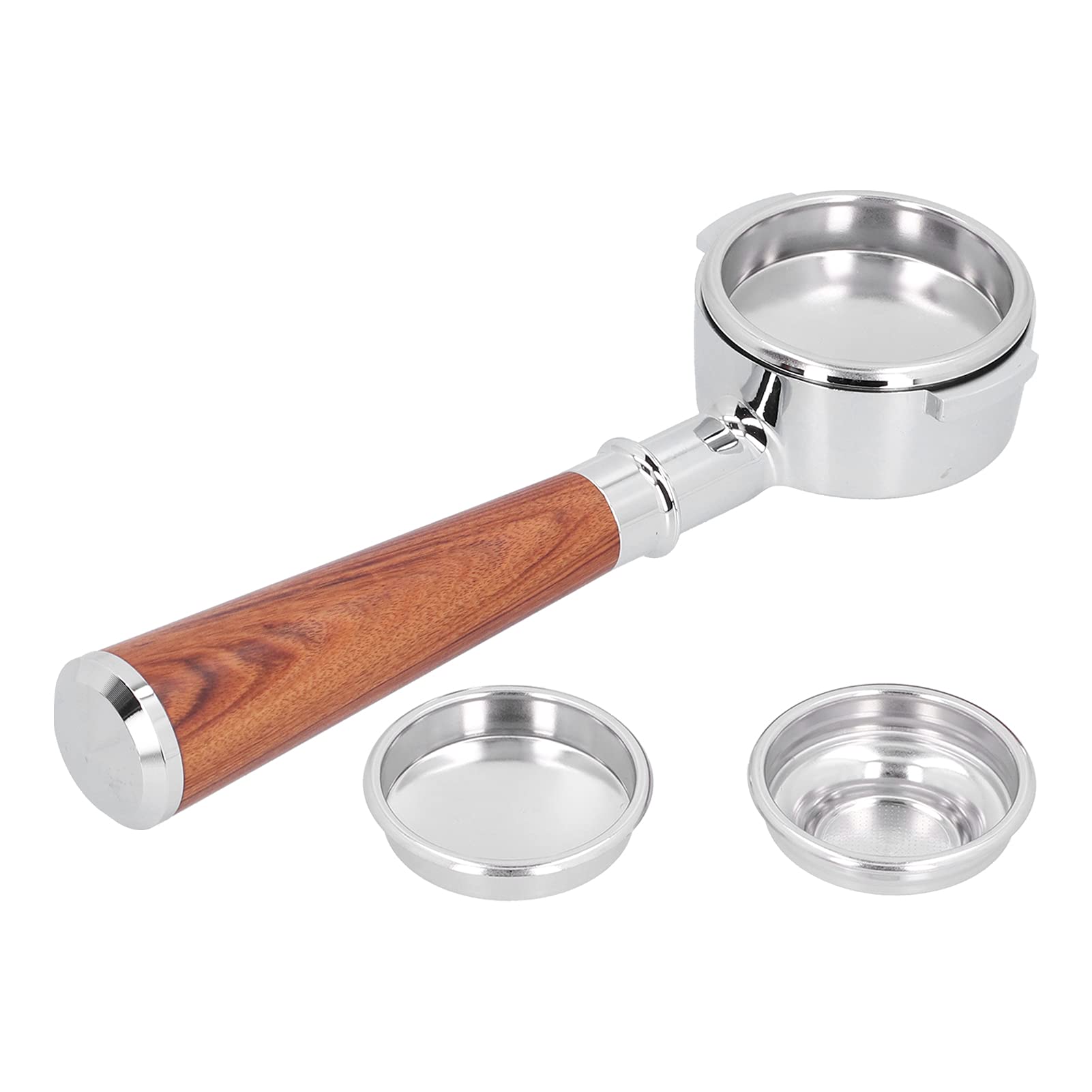 Yctze 58 Mm Bodenloser Portafilter mit Holzgriff für Espressomaschinen - Essentielles Kaffeezubehör für Hausbaristas (E61 -Legierung - ein rotes Rosenholz im Stil)