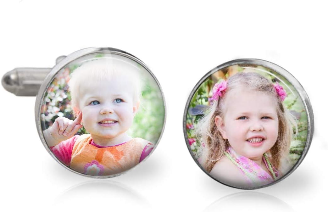 Silver Stainless Steel Custom Photo Cuff Links - Personalized with your Picture Cufflinks, Hypoallergenic Nickel Free