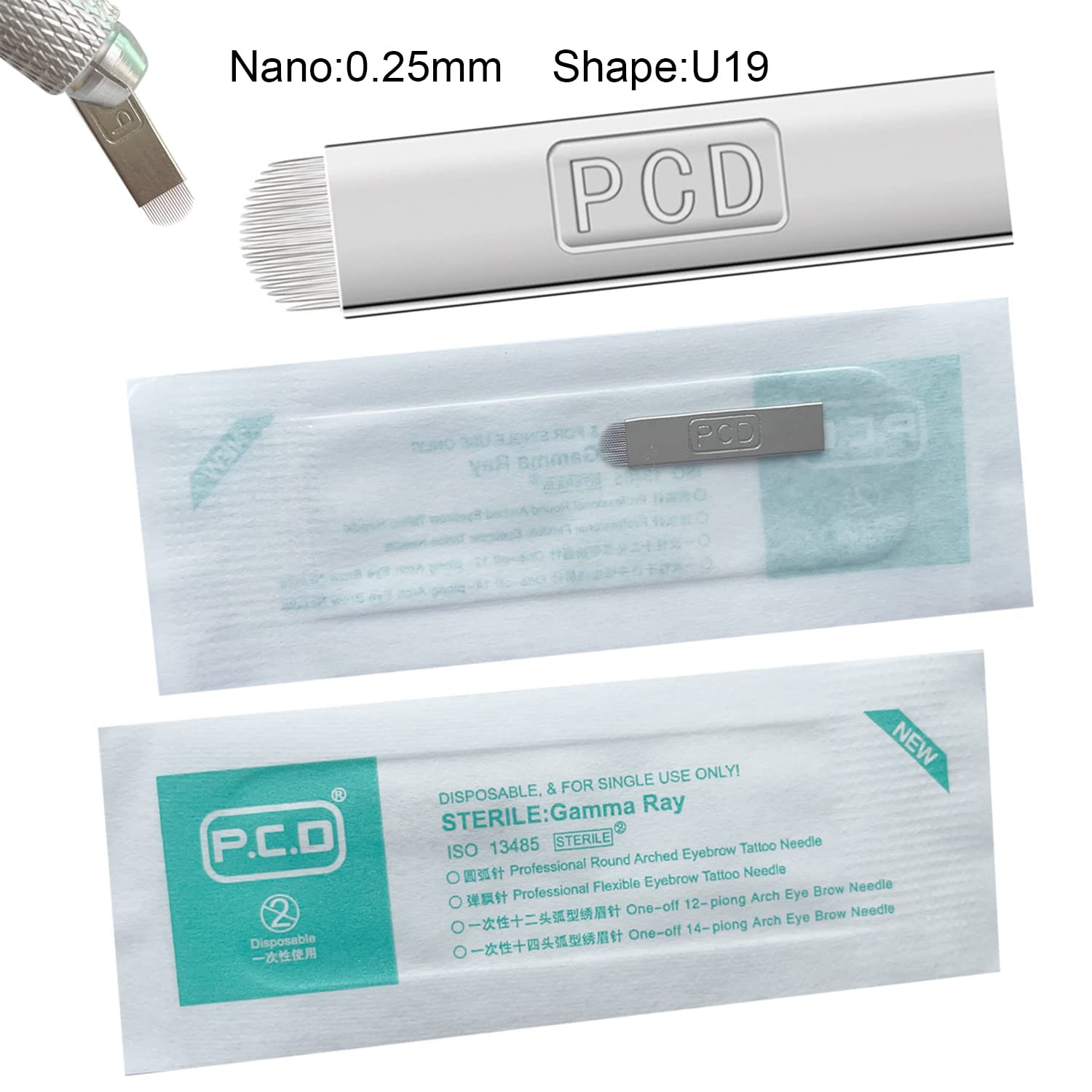 30pcs PCD Microblading Needles S12,S14,U19 Assorted Permanent Makeup Manual Microblading Blades Eyebrow Tattoo Needle Microblading Kits