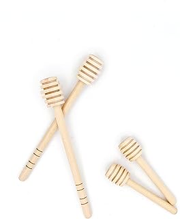 4pcs Cuillère à Miel en Bois, Mini bâtons de Distributeur de miel, Bâtons en bois de plongeur de miel, remuant le bâton Portables pour le pot de miel arrosent le miel (2 Taille)