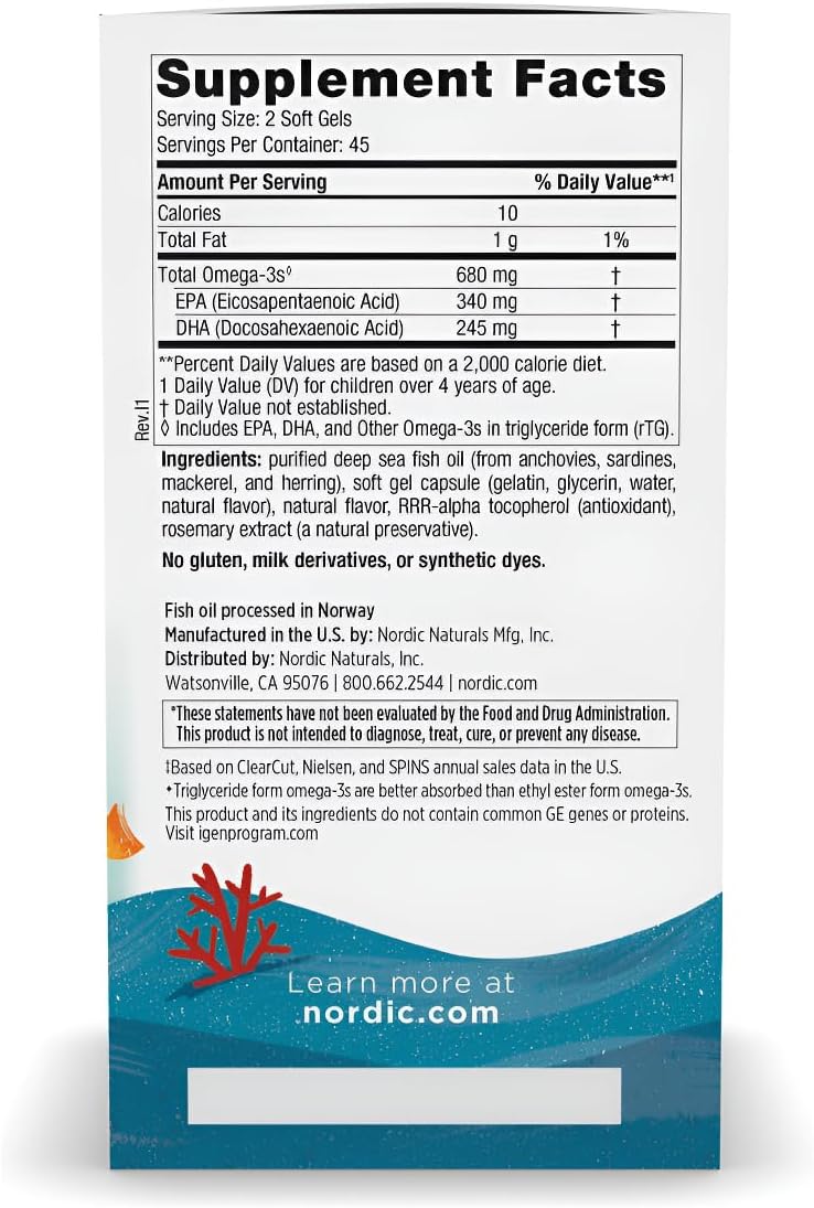 Nordic Naturals Ultimate Omega Jr., Strawberry - 90 Mini Soft Gels - 680 Total Omega-3s with EPA & DHA - Brain Health, Mood, Learning - Non-GMO - 45 Servings