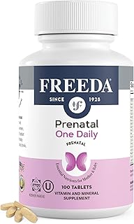FREEDA Prenatal Vitamin - Kosher Prenatal with Iron, Methylfolate (Bioavailable Folic Acid), Choline & Vitamin D - One Daily Multivitamin for Pregnant & Lactating Women (100 Count)