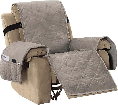Vista 50 de H.VERSAILTEX Fundas reclinables acolchadas de terciopelo grueso para silla reclinable, funda de sofá reclinable con respaldo antideslizante y correa