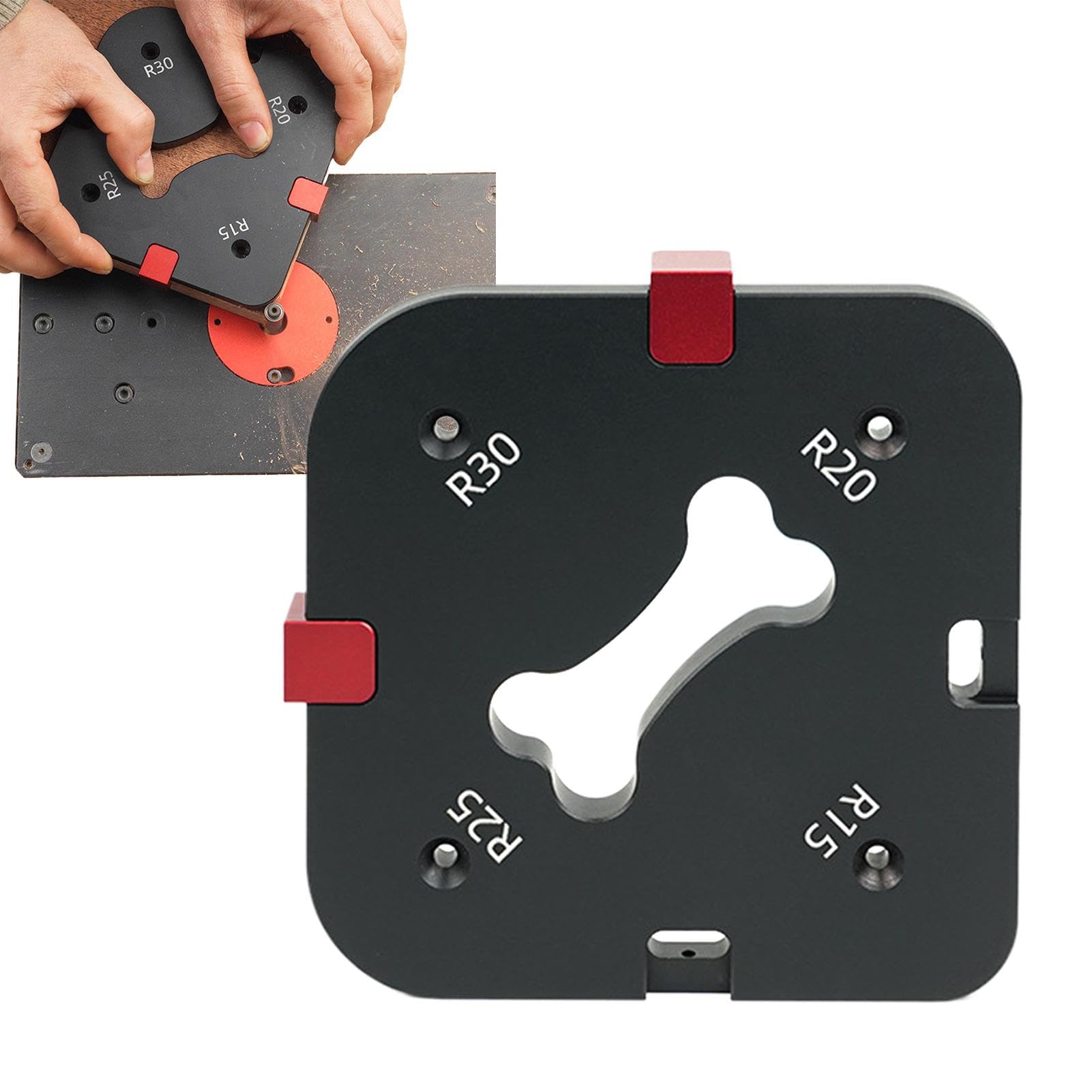 Gabarit de routage à rayon d'angle pour éliminer les éclats de bois sur les coins