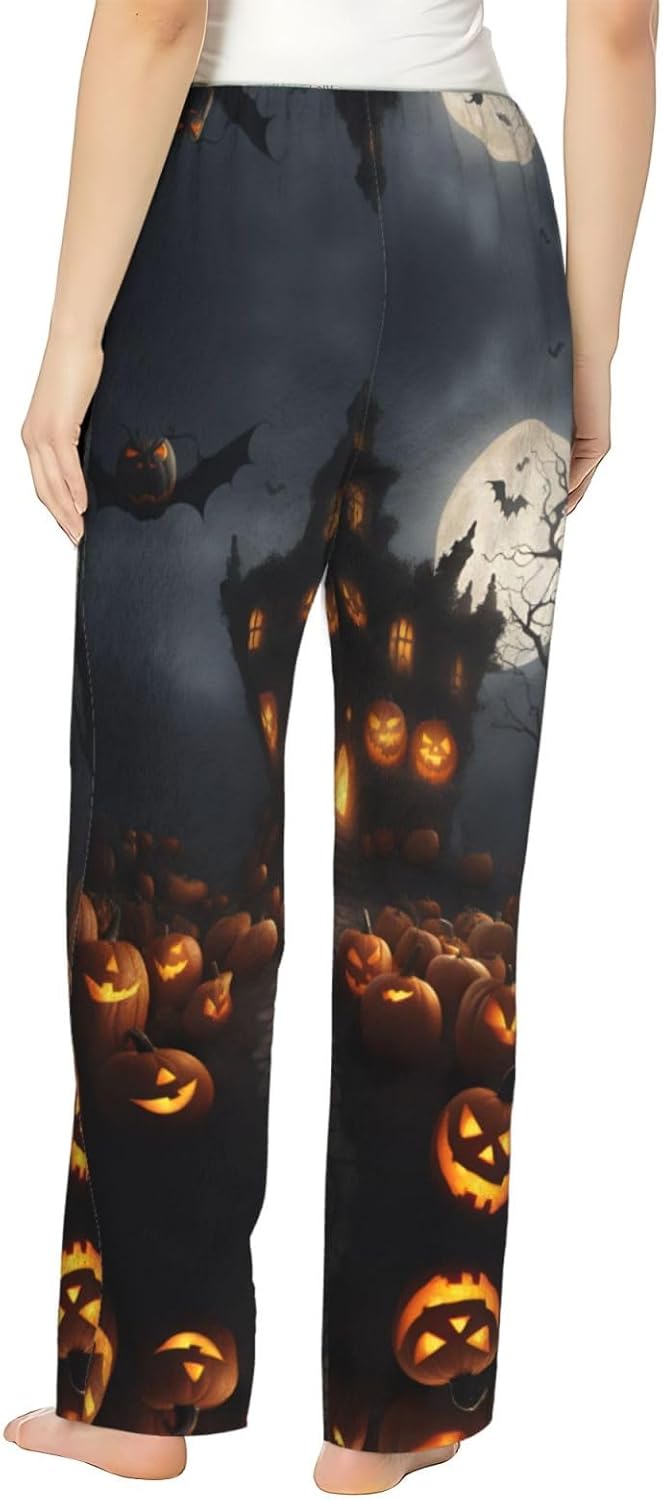 Halloween Pumpkin Print Flannel Pajama Pants,Warm Pajama Pants,Perfect For Christmas And Everyday Comfort