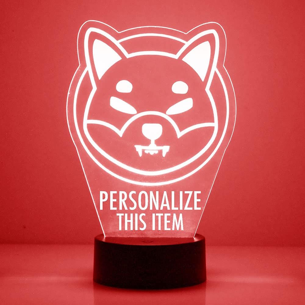 Custom Shiba Inu LED Sign Night Light Lamp with Remote, Light Up Display with Personalized Name or Image, Customized, Made in The USA, Clear Acrylic Home Decor Design with 16 Colors, 4 Modes