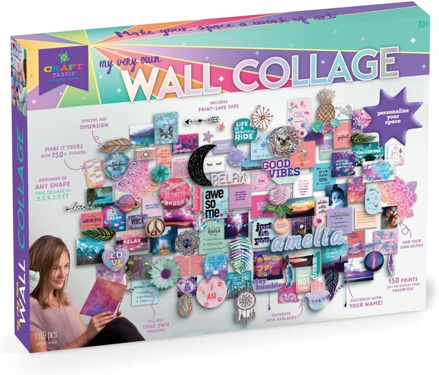 Craft-tastic DIY Wall Collage – Craft Kit – Personalize Your Space with Inspiring Quotes, Pre-cut Designs & Pictures