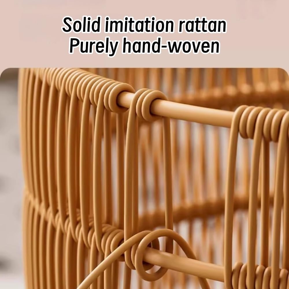 Hand - Woven Laundry Basket, Round Rattan Laundry Baskets, Multifunctional Storage Baskets for Bedroom, Utility Room(Medium)