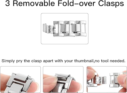 Miniatura 3 de 3 piezas de eslabones adicionales de 0.75 pulgadas de ancho para correa de reloj, cadena de extensión para correas de reloj inteligente para relojes