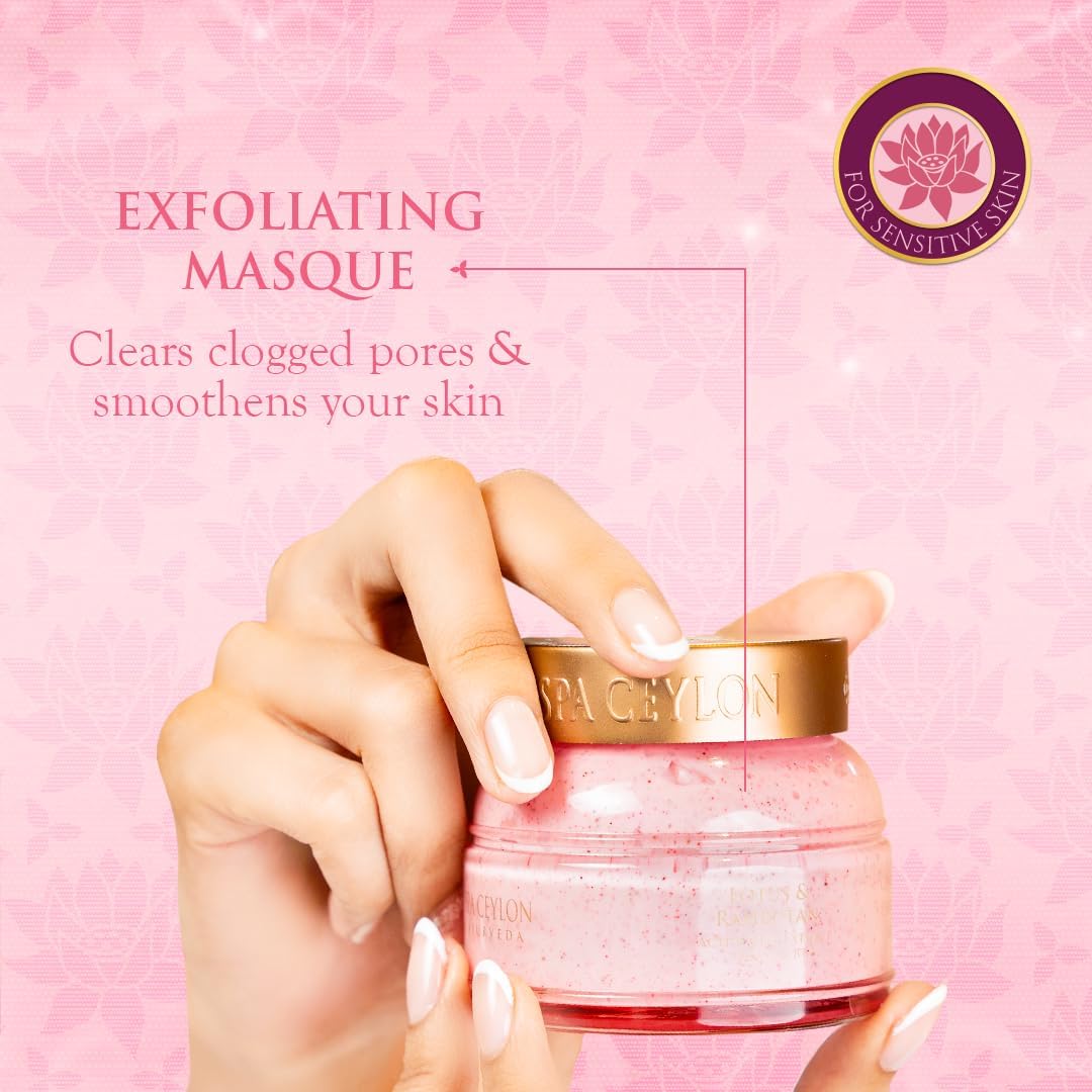 SPA CEYLON Lotus & Rambutan Gentle Face Exfoliating Masque | For Sensitive Skin | Soothing, Vitamin B12 | 100g - Image 3