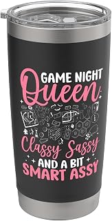 Game Night Art For Women Girls Board Game Lover Game Night Stainless Steel Insulated Tumbler