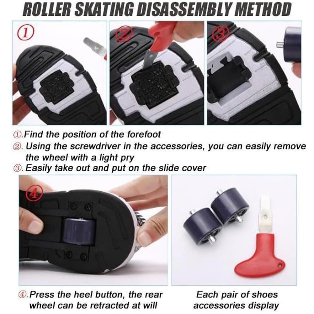 Chaussures À Roulettes Pour Enfants, Patins À Roulettes 2 Roues, Chaussures De Skateboard Avec Roue Arrière Rétractable