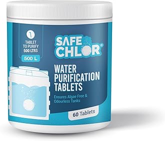 Safe Chlor 500 L | Chlorine Tablets for Water Tanks of 500 Ltrs, | Overhead & Underground Tanks | Water Purification Tablets | 1 Tablet to Treat 500 liters | Pack of 60 Tablets for 30000 Ltrs