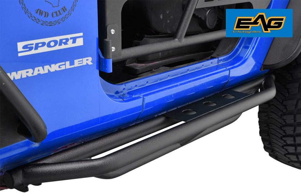 EAG Side Steps Armor Fit for 07-18 Wrangler JK 2 Door Rock Sliders Nerf Bars Running Board Rail Step
