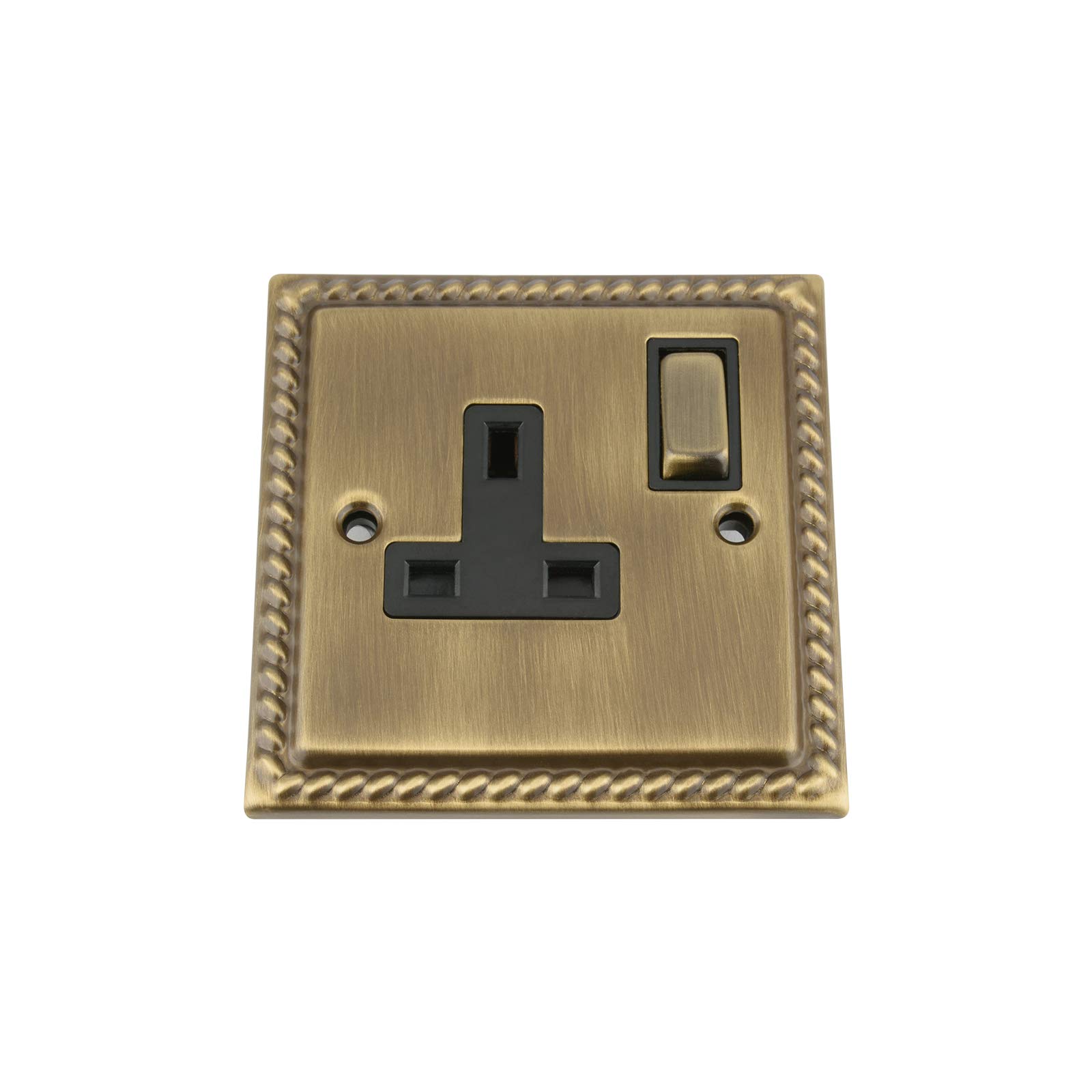 A5 Products Black Antique Brass Georgian Socket 1 Gang Insert Metal Rocker Switch